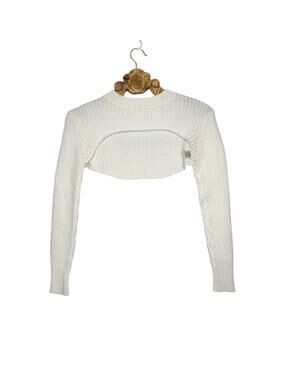Revolve NBD Sweater Shrug White Ivory Ribbed Knit Mock Neck Pullover Small